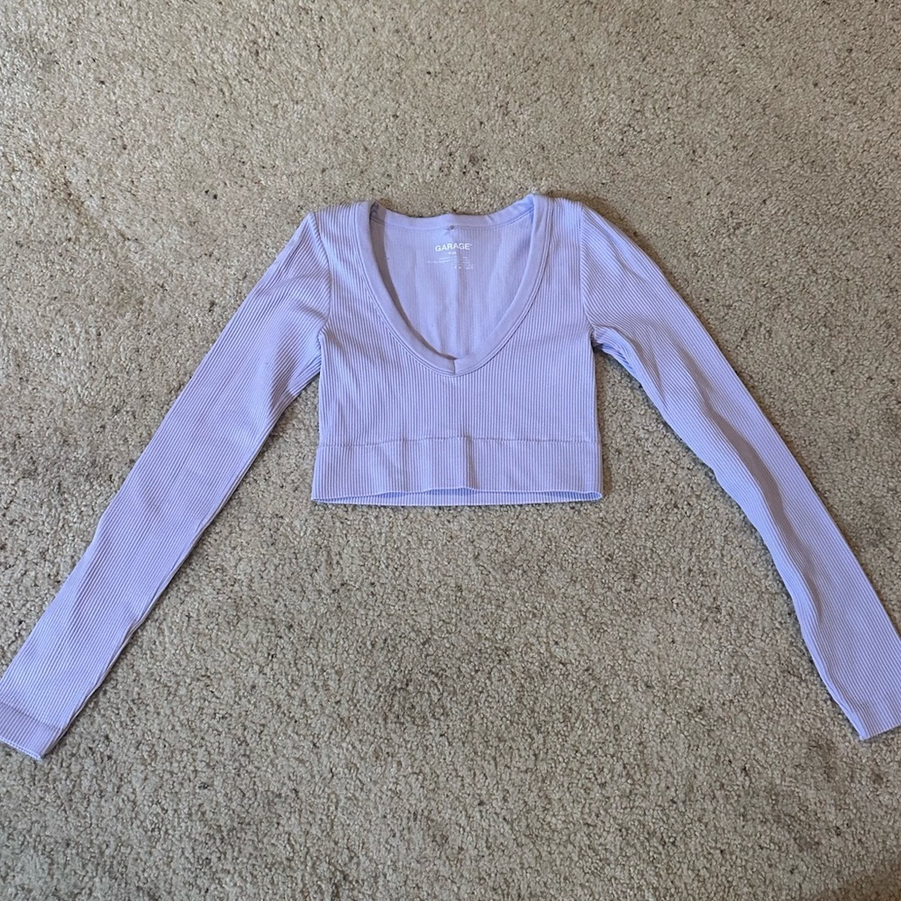 Garage Purple Crop Long Sleeve Ribbed